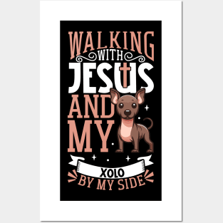 Jesus and dog - Xoloitzcuintle Posters and Art